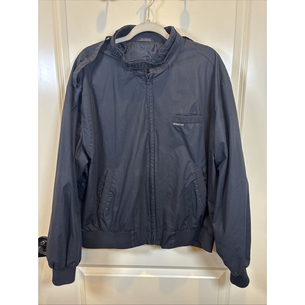 Members Only Iconic Racer Jacket Men Size XL Black Bomber 80s Vintage